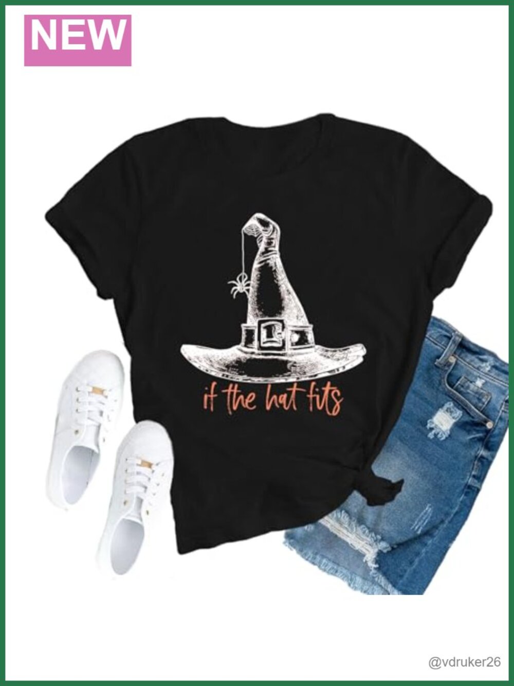 Halloween Shirt Women Witch Hat Graphic Tee Short Sleeve Crew Neck T-Shirt